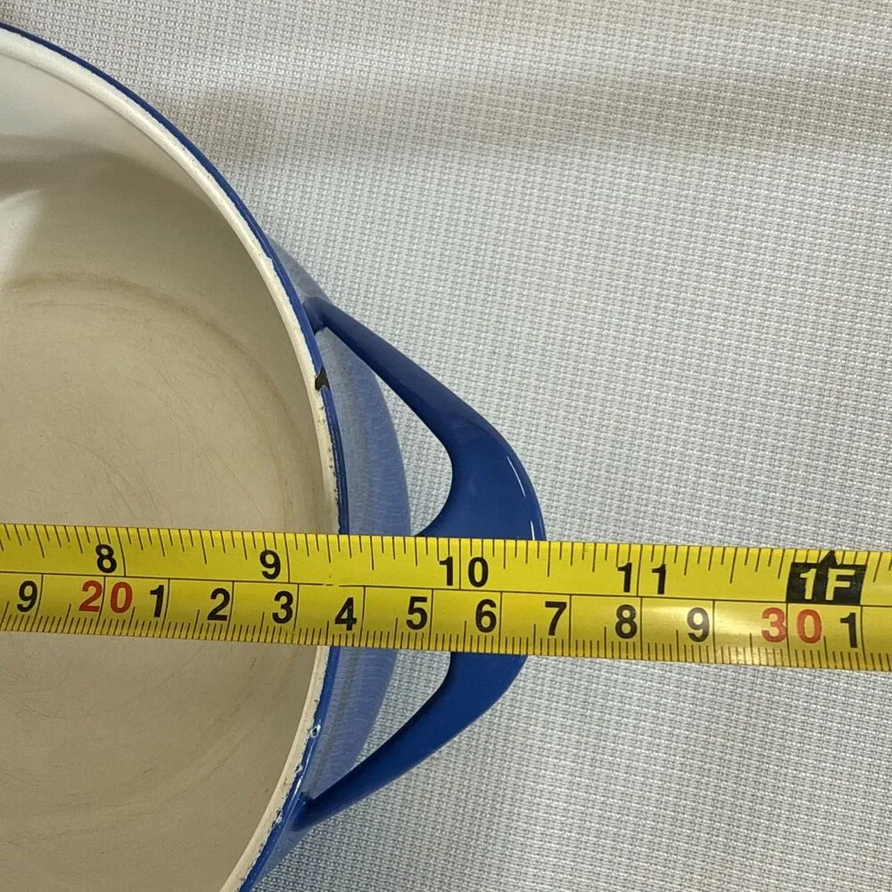 Vintage 2 Quart Blue Enamel Cookware Pot Casserole With Trivet Lid